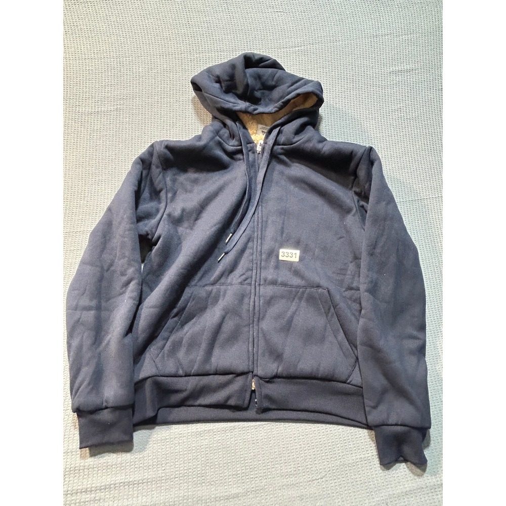 Sherpa Lined Full Zip Hoodie Mens XL Navy Blue